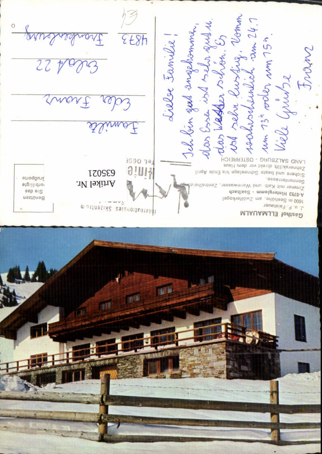 635021,Hinterglemm Saalbach-Hinterglemm Gasthof Ellmaualm Winteransicht