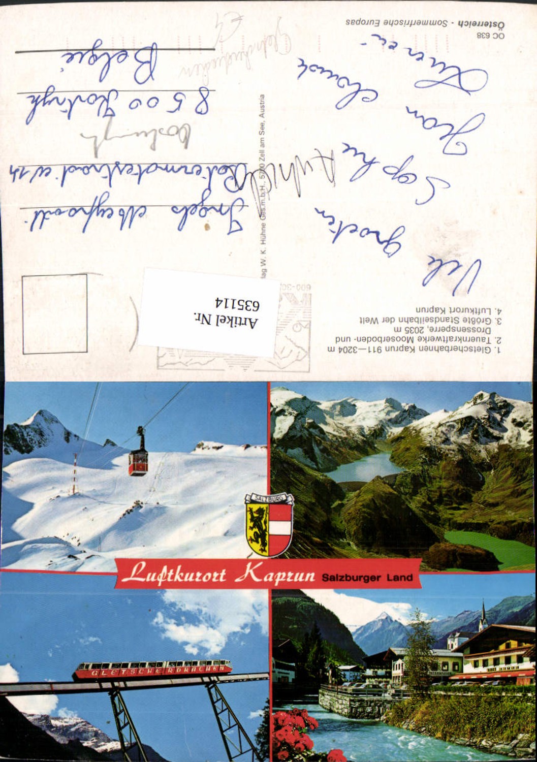 635114,Mehrbild Ak Kaprun Gletscherbahn Mooserboden Standseilbahn Gletscherdrachen