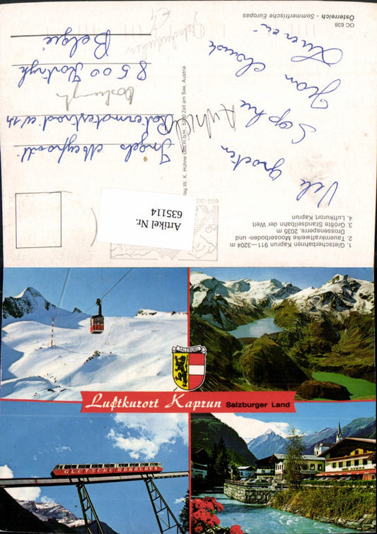 635114,Mehrbild Ak Kaprun Gletscherbahn Mooserboden Standseilbahn Gletscherdrachen