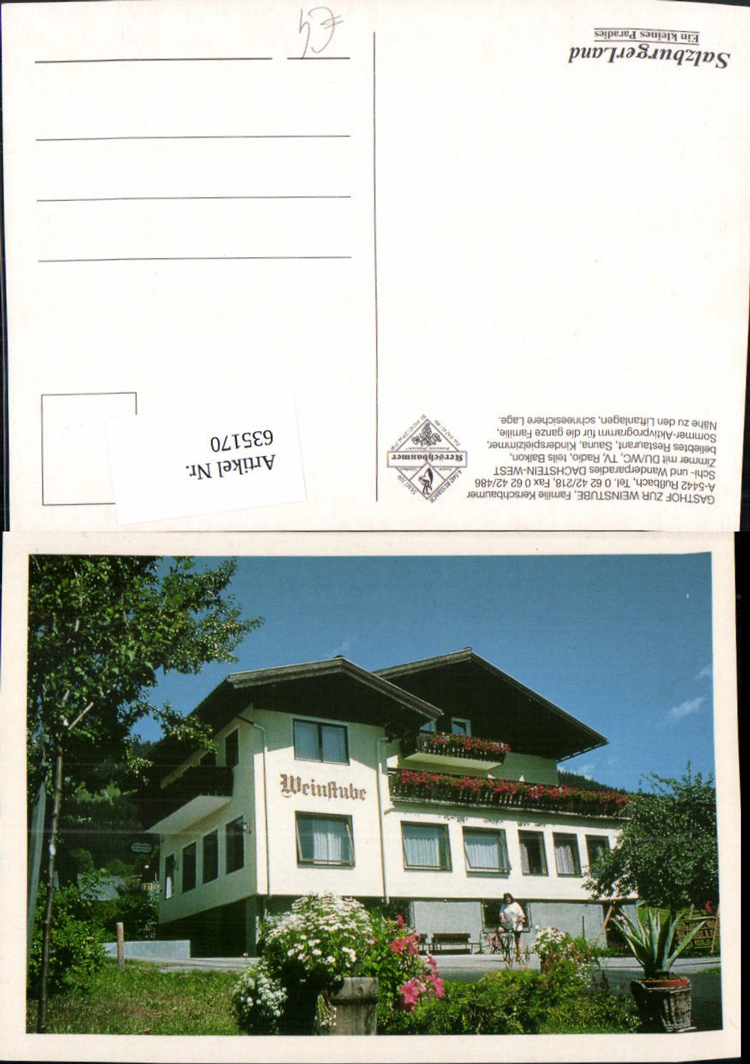 635170, Rußbach am Paß Gschütt Gasthof zur Weinstube