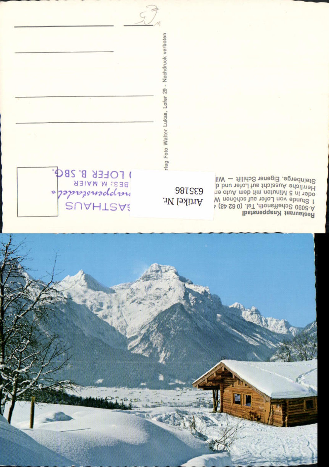 635186,Lofer Scheffsnoth Restaurant Knappenstadl Winteransicht