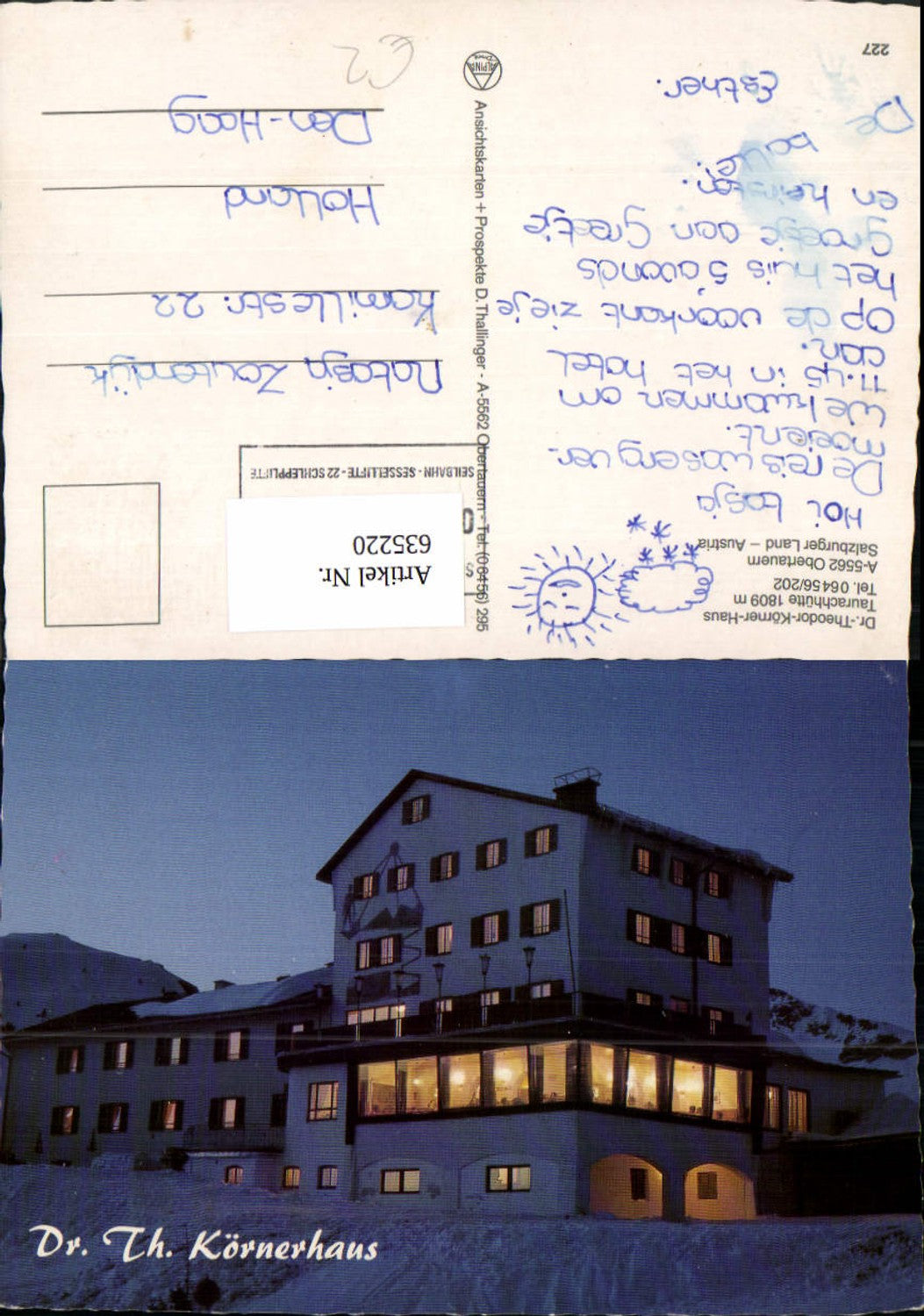 635220,Obertauern Dr-Theodor-Körner-Haus Taurachhütte Winteransicht b. Nacht