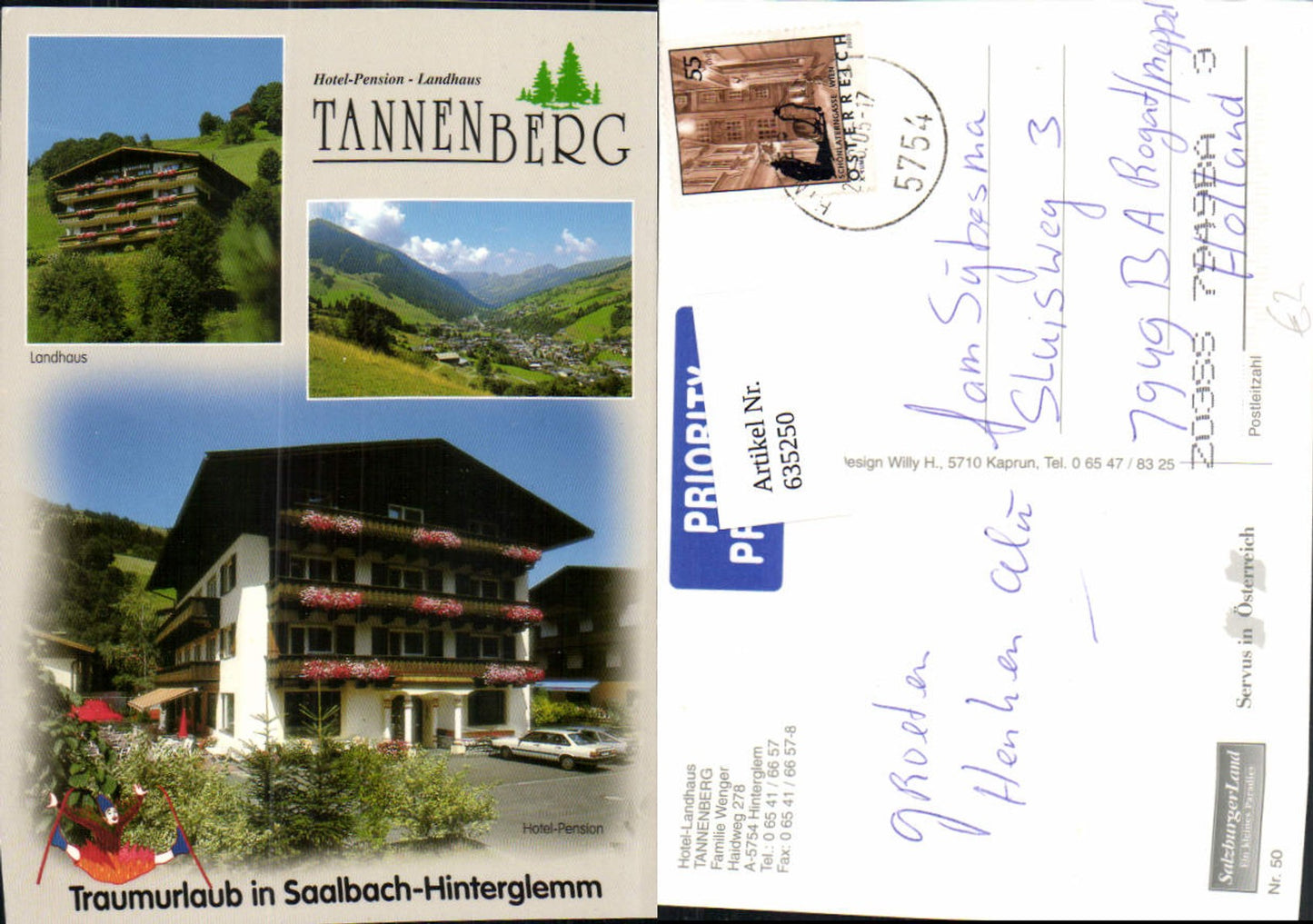 635250,Mehrbild Ak Hinterglemm Saalbach-Hinterglemm Hotel Landhaus Tannenberg