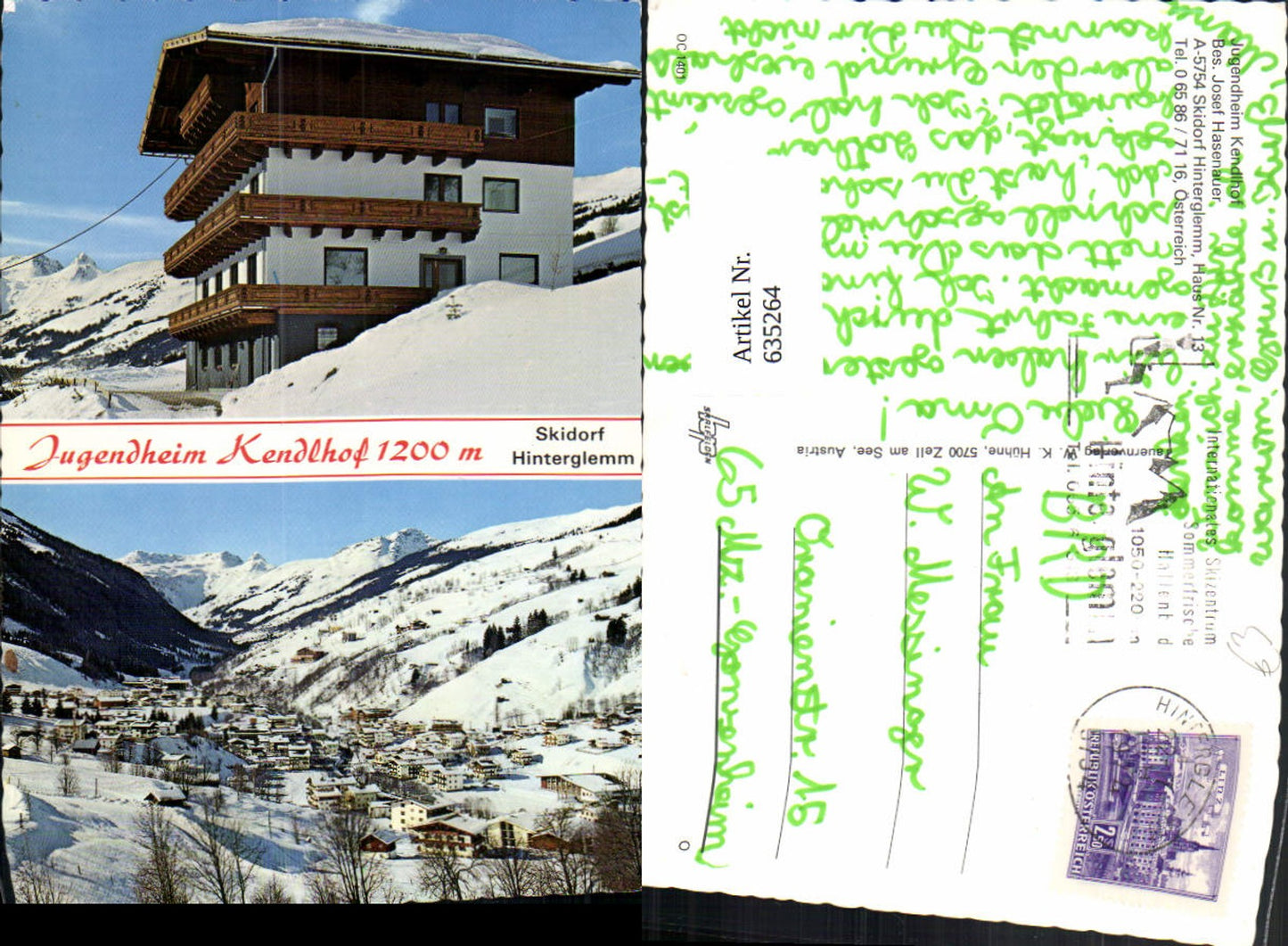 635264,Mehrbild Ak Hinterglemm Saalbach-Hinterglemm Jugendheim Kendlhof Winteransicht