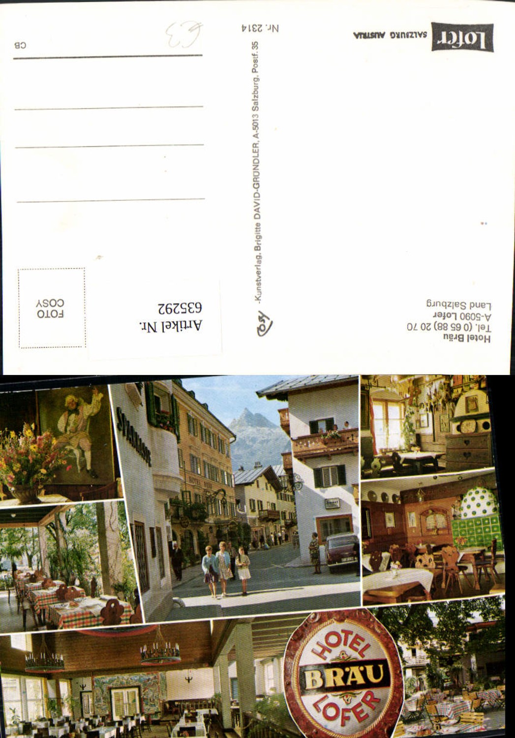 635292,Mehrbild Ak Lofer Hotel Bräu Gastgarten Dorfmotiv Speisesaal