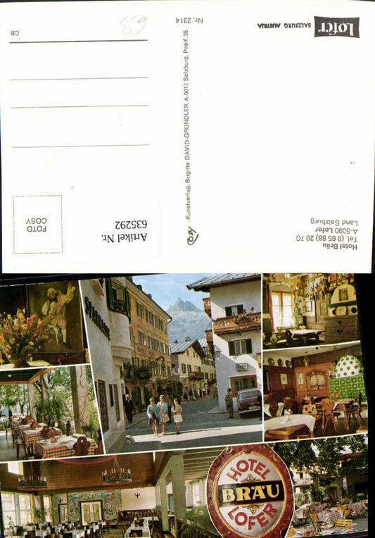 635292,Mehrbild Ak Lofer Hotel Bräu Gastgarten Dorfmotiv Speisesaal