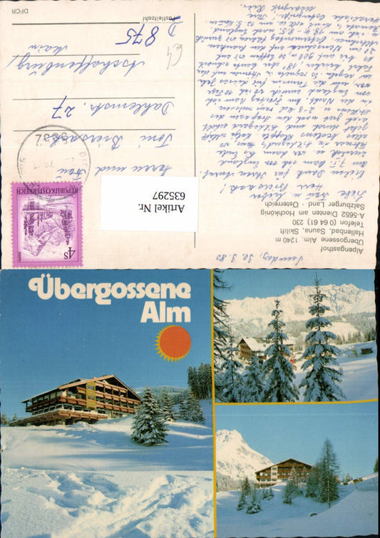 635297,Mehrbild Ak Dienten a. Hochkönig Alpengasthof Übergossene Alm Winteransicht