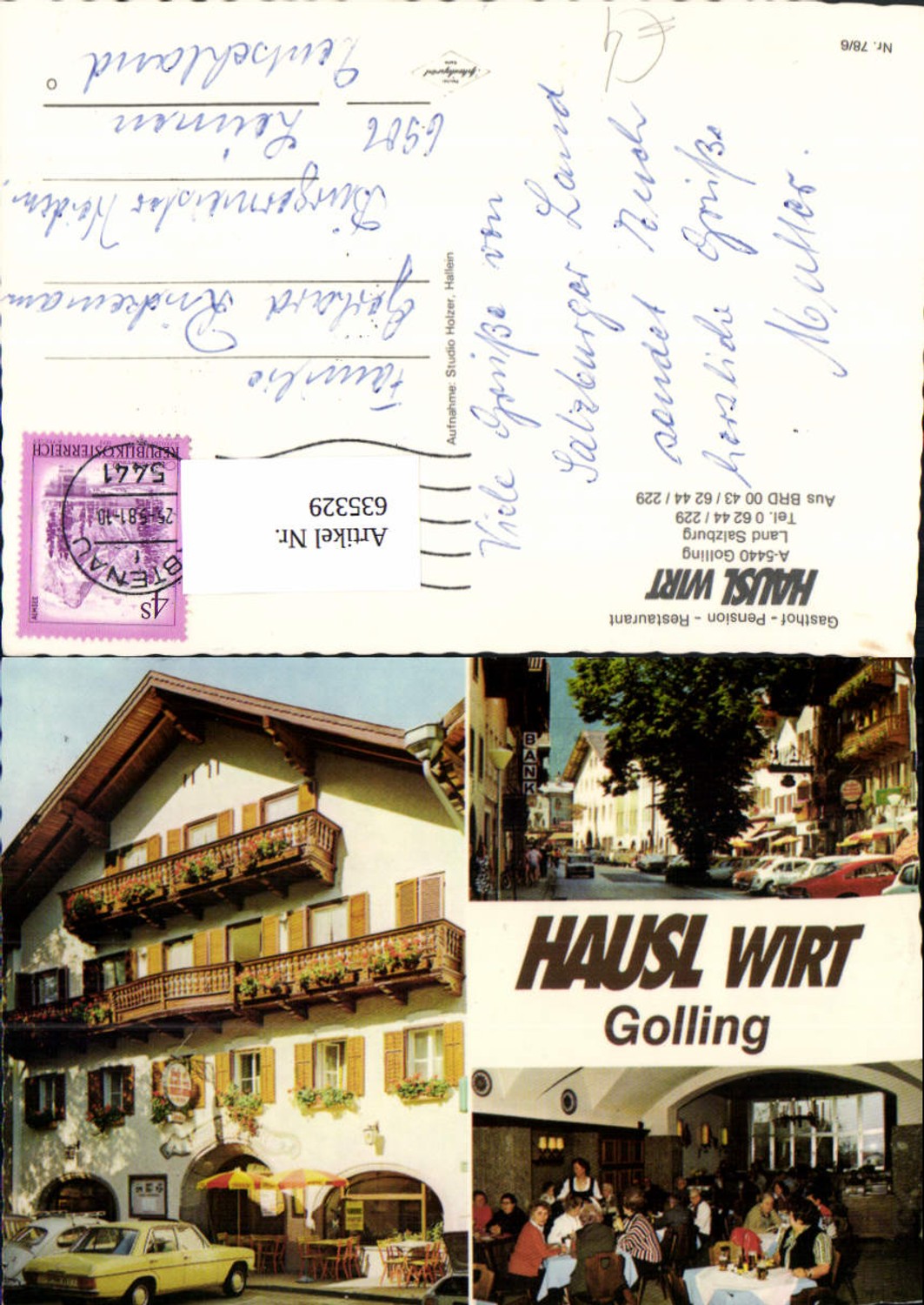 635329,Mehrbild Ak Golling an der Salzach Gasthof Pension Hausl Wirt VW Käfer