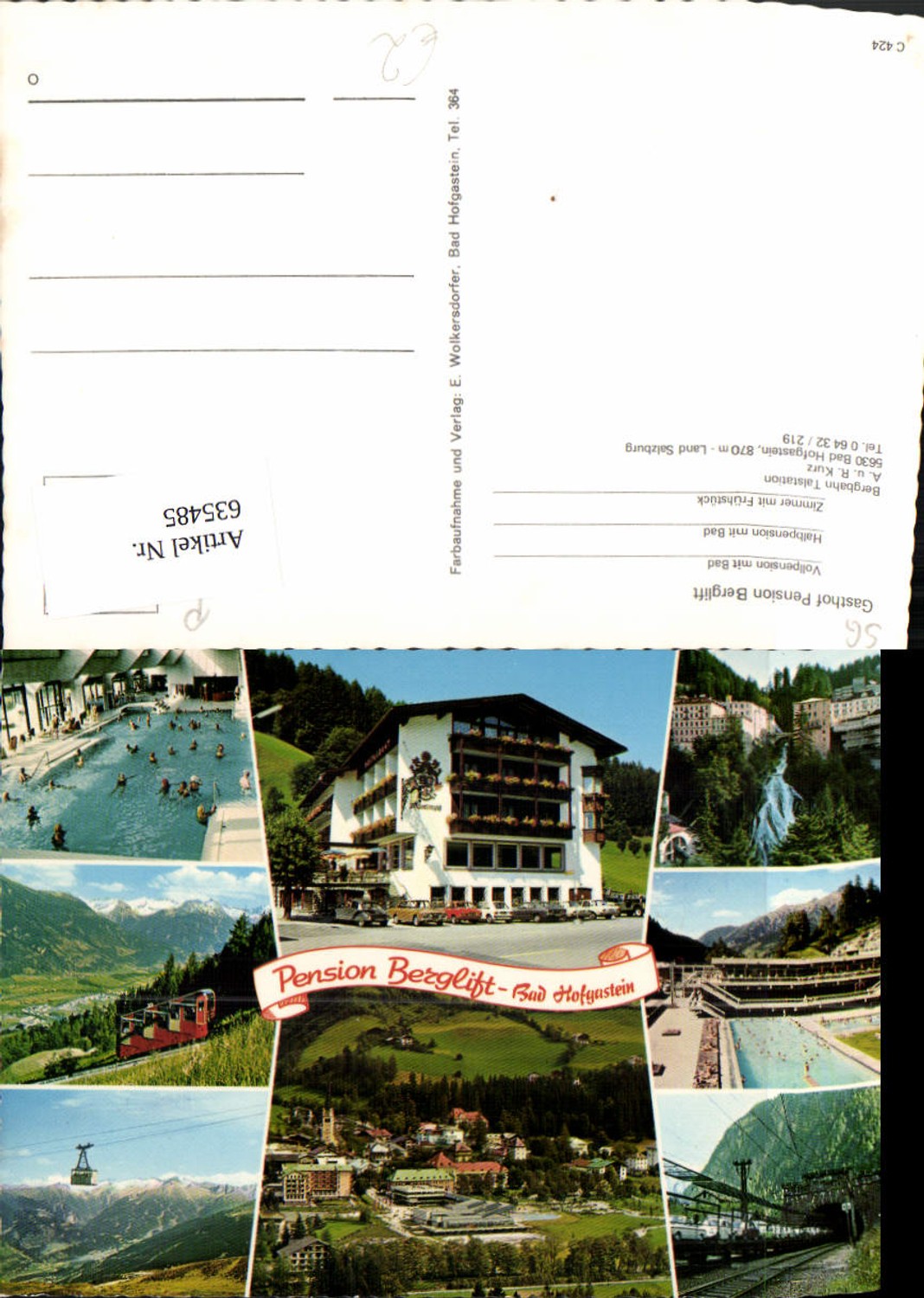 635485,Mehrbild Ak Bad Hofgastein Gasthof Pension Berglift Wasserfall