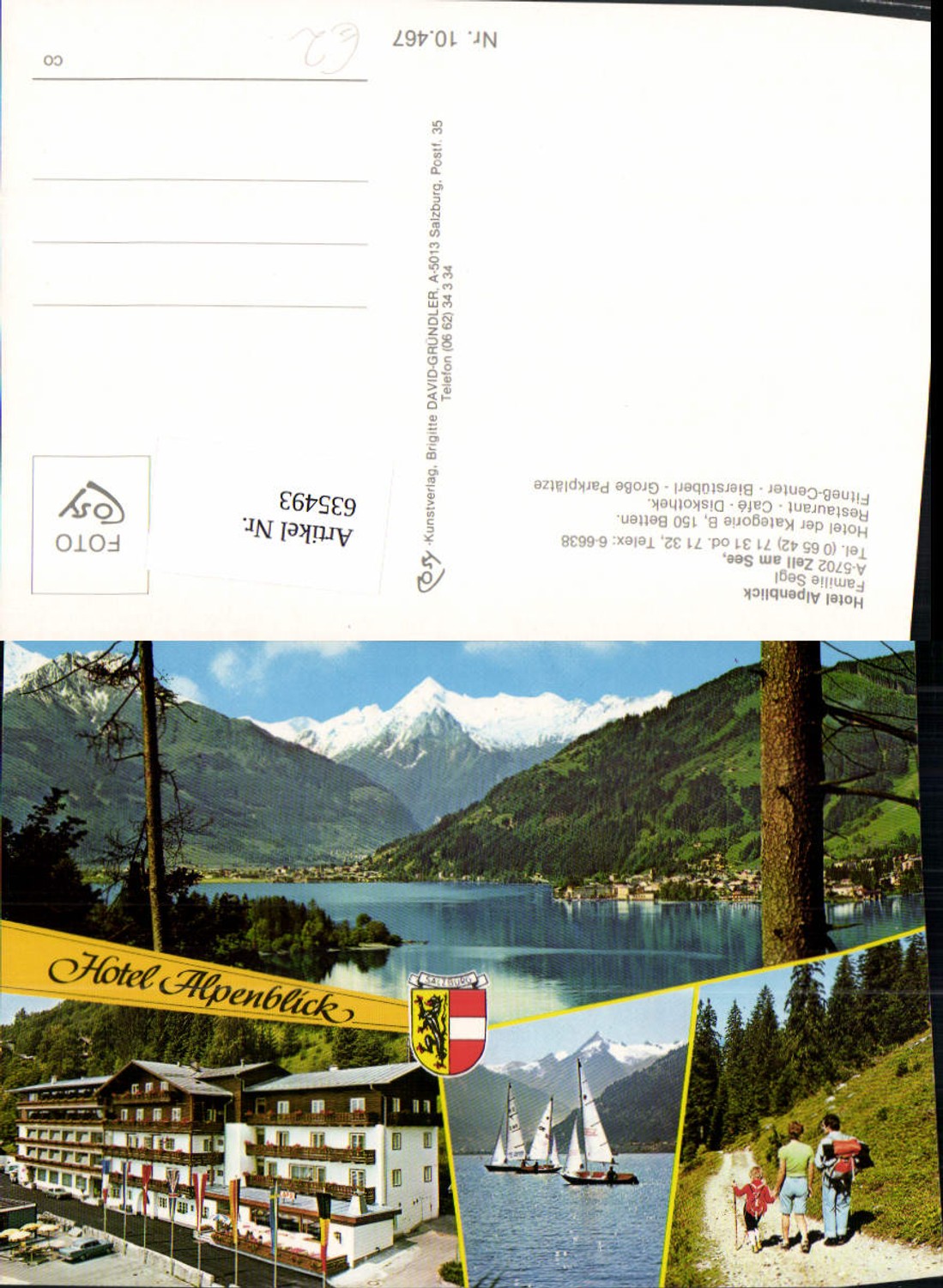 635493,Mehrbild Ak Zell a. See Hotel Alpenblick Segelboot