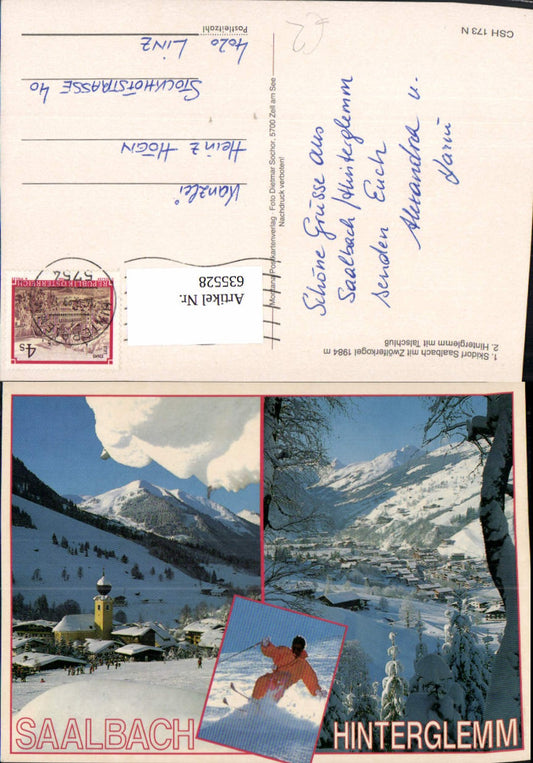 635528,Mehrbild Ak Saalbach-Hinterglemm Wintersport Zwölferkogel Ski