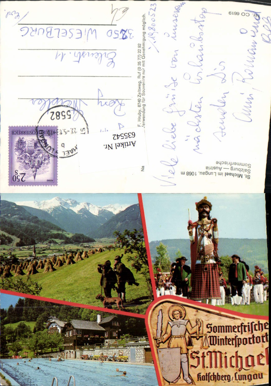 635542,Mehrbild Ak St Michael i. Lungau Trachtenkapelle Holzfigur Jäger Jagd