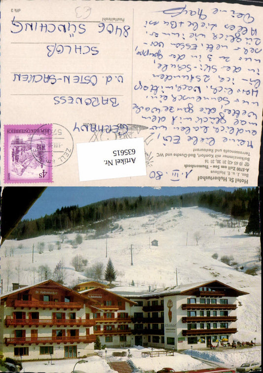 635615,Zell a. See Thumersbach Hotel St Hubertushof Winteransicht VW Käfer