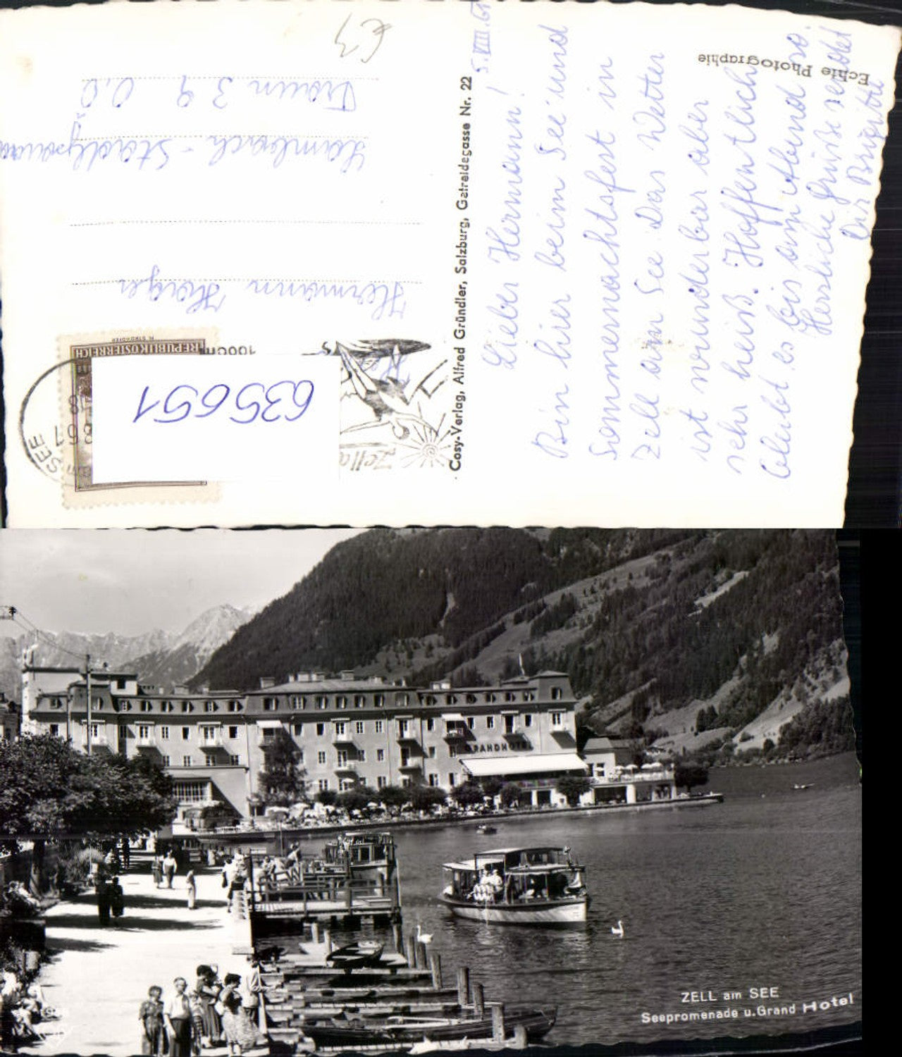 635651,Foto Ak Zell a. See Seepromenade u. Grand Hotel Schwan Schiff Boote