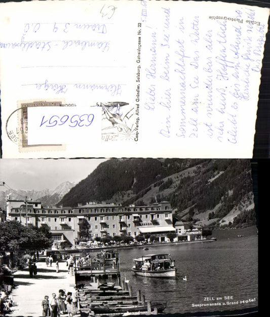 635651,Foto Ak Zell a. See Seepromenade u. Grand Hotel Schwan Schiff Boote