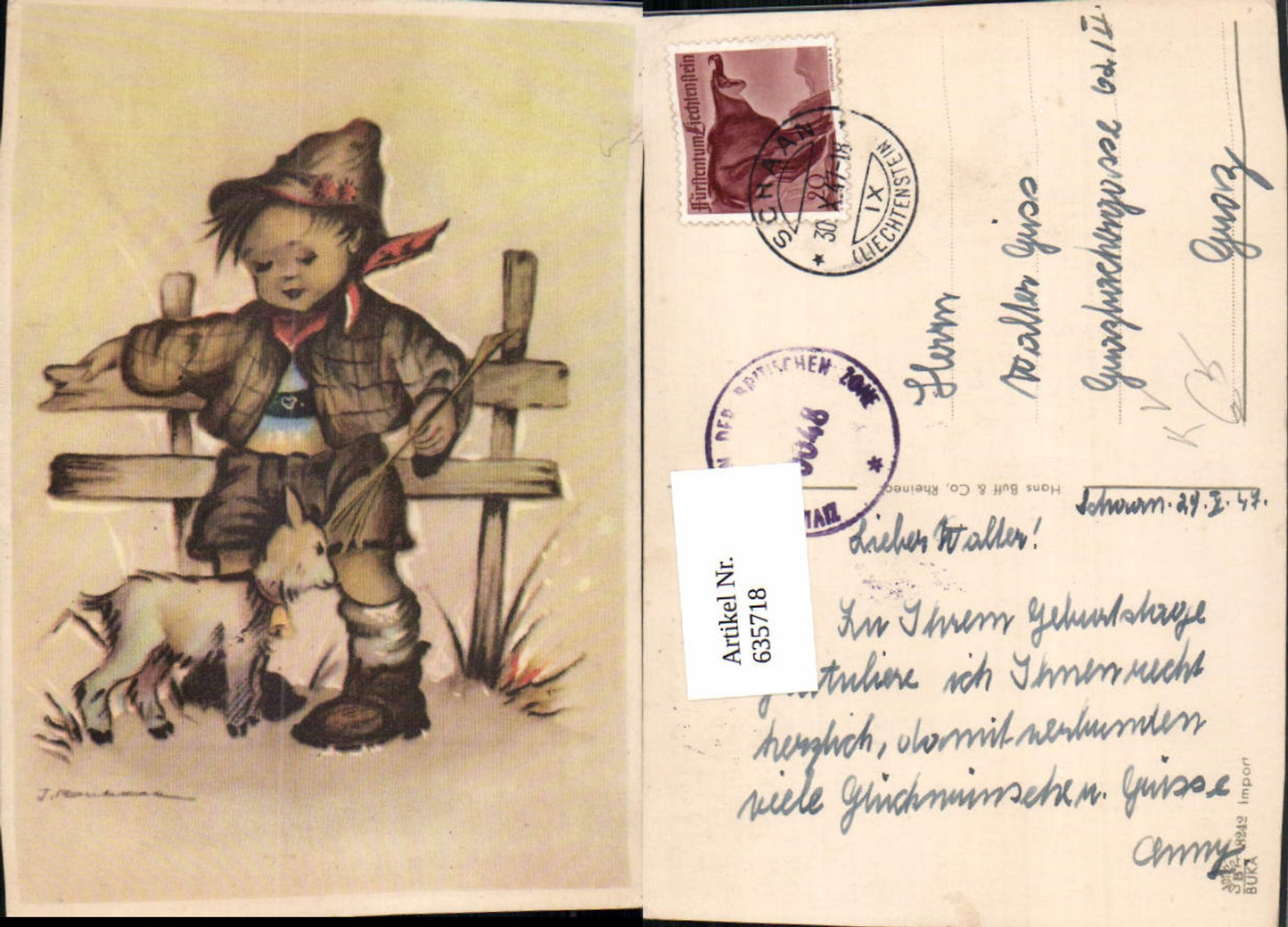 635718,Künstler Ak Bub Junge Hirte Lamm pub BUKA 8242