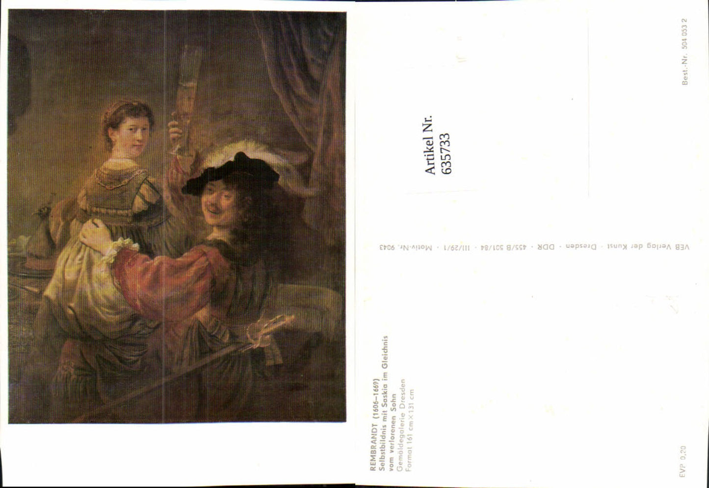 635733,Künstler Ak Rembrandt Selbstbildnis m. Saskia im Gleichnis vom verlorenen Sohn