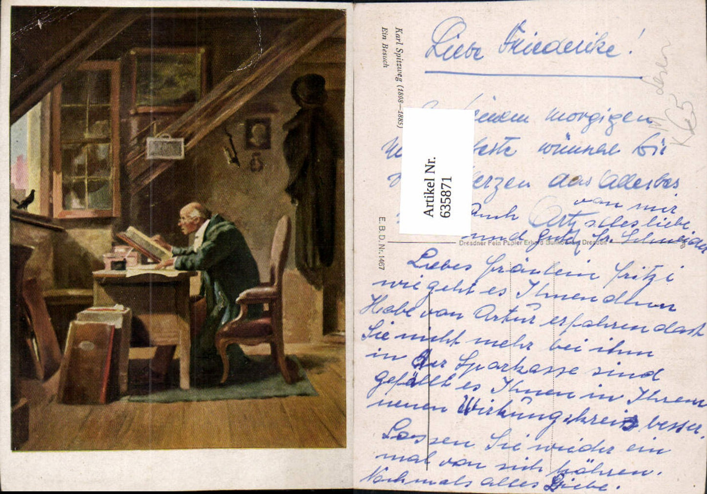 635871,Künstler Ak Karl Spitzweg Ein Besuch Lesen