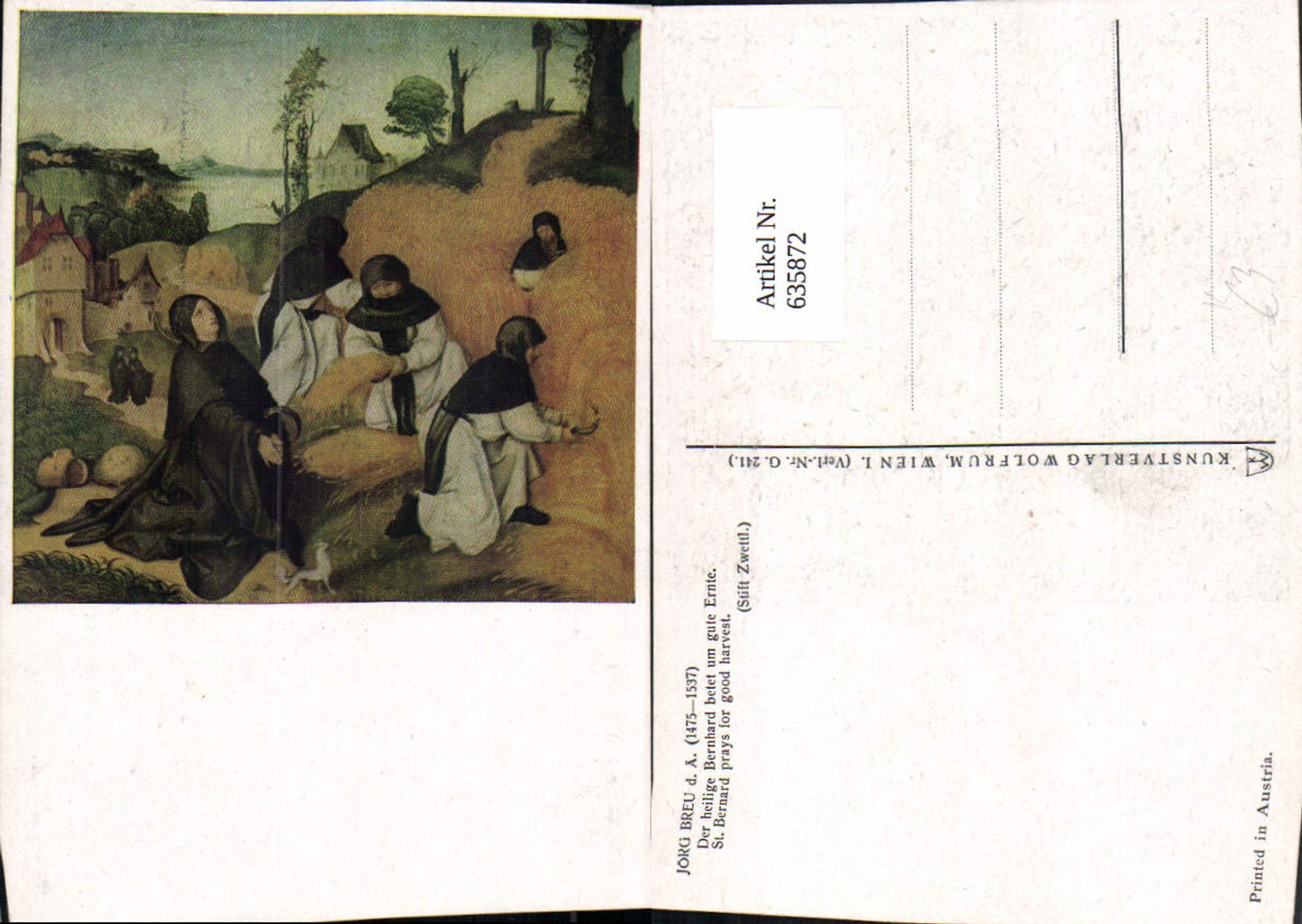 635872,Künstler Ak Jörg Breu d. Ältere Der heilige Bernhard betet um gute Ernte