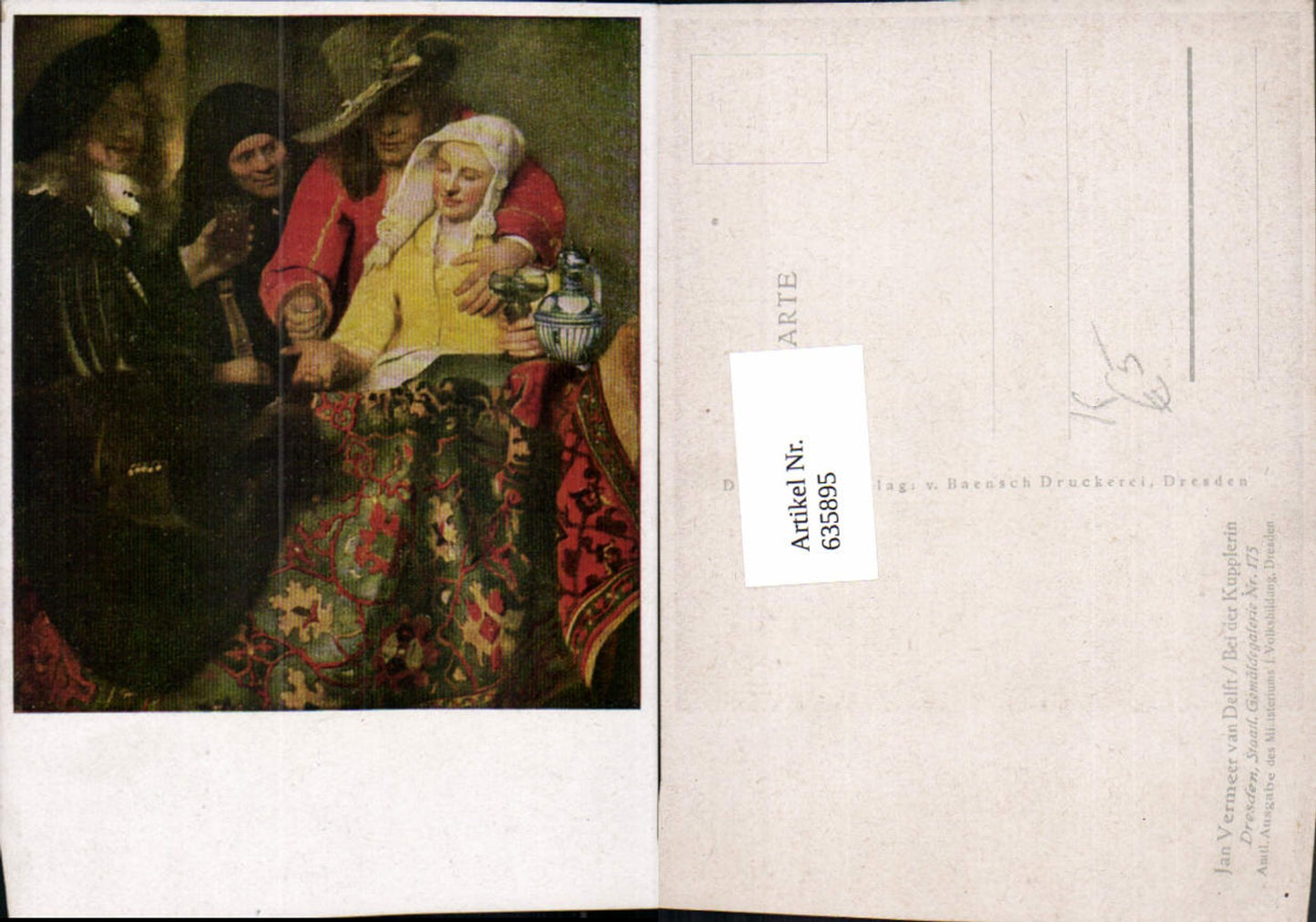 635895,Künstler Ak Jan Vermeer van Delft Bei der Kupplerin