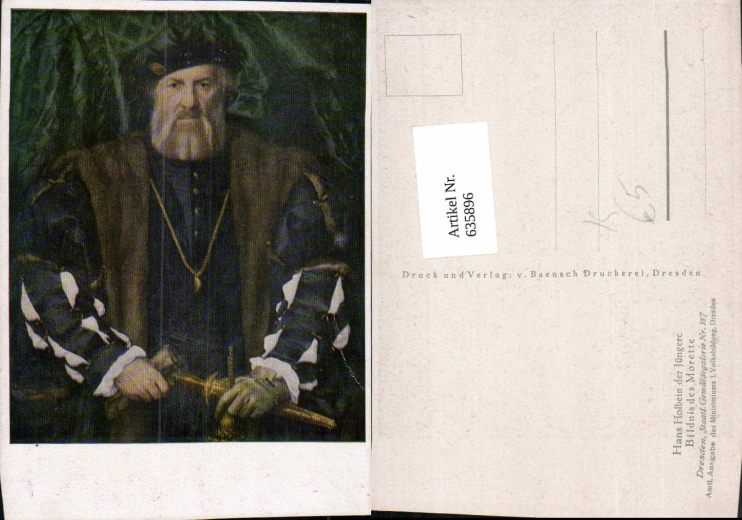 635896,Künstler Ak Hans Holbein d. Jüngere Bildnis des Morette