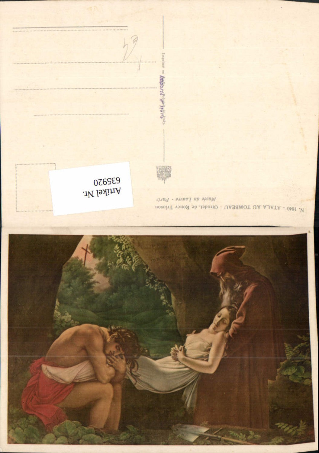 635920,Künstler Ak Girodet de Roncy Trioson Atala au Tombeau Tod Trauer
