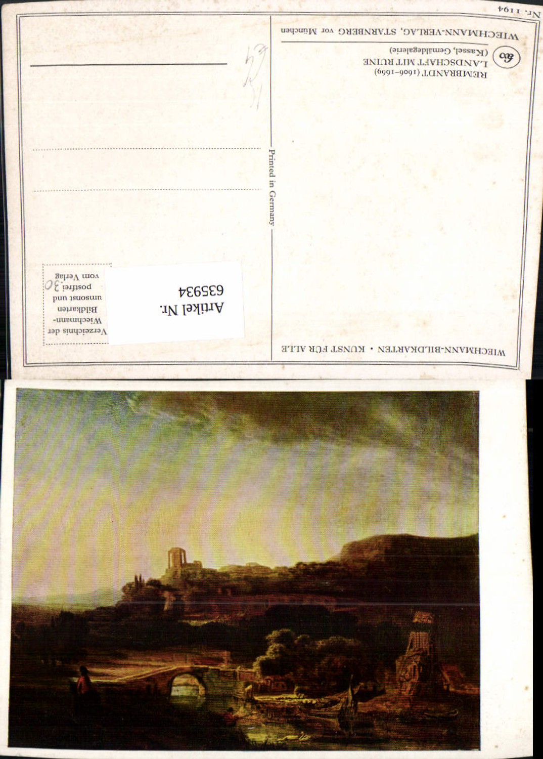 635934,Künstler Ak Rembrandt Landschaft mit Ruine