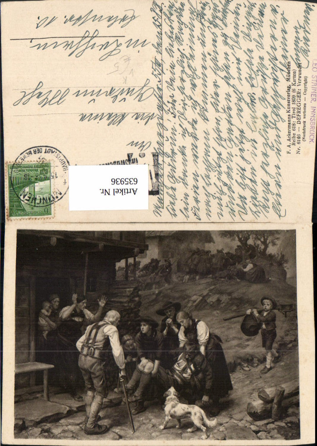 635936,Künstler Ak Defregger Verwundet Tirol pub F. A. Ackermann 618/6146