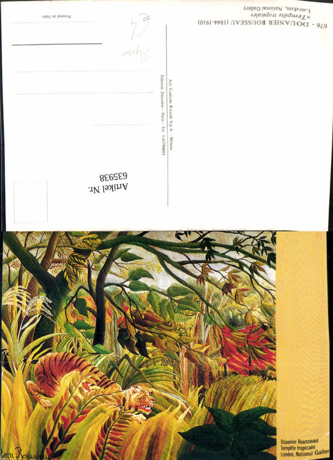 635938,Künstler Repro Douanier Rousseau Tempee tropicale Tiger Urwald