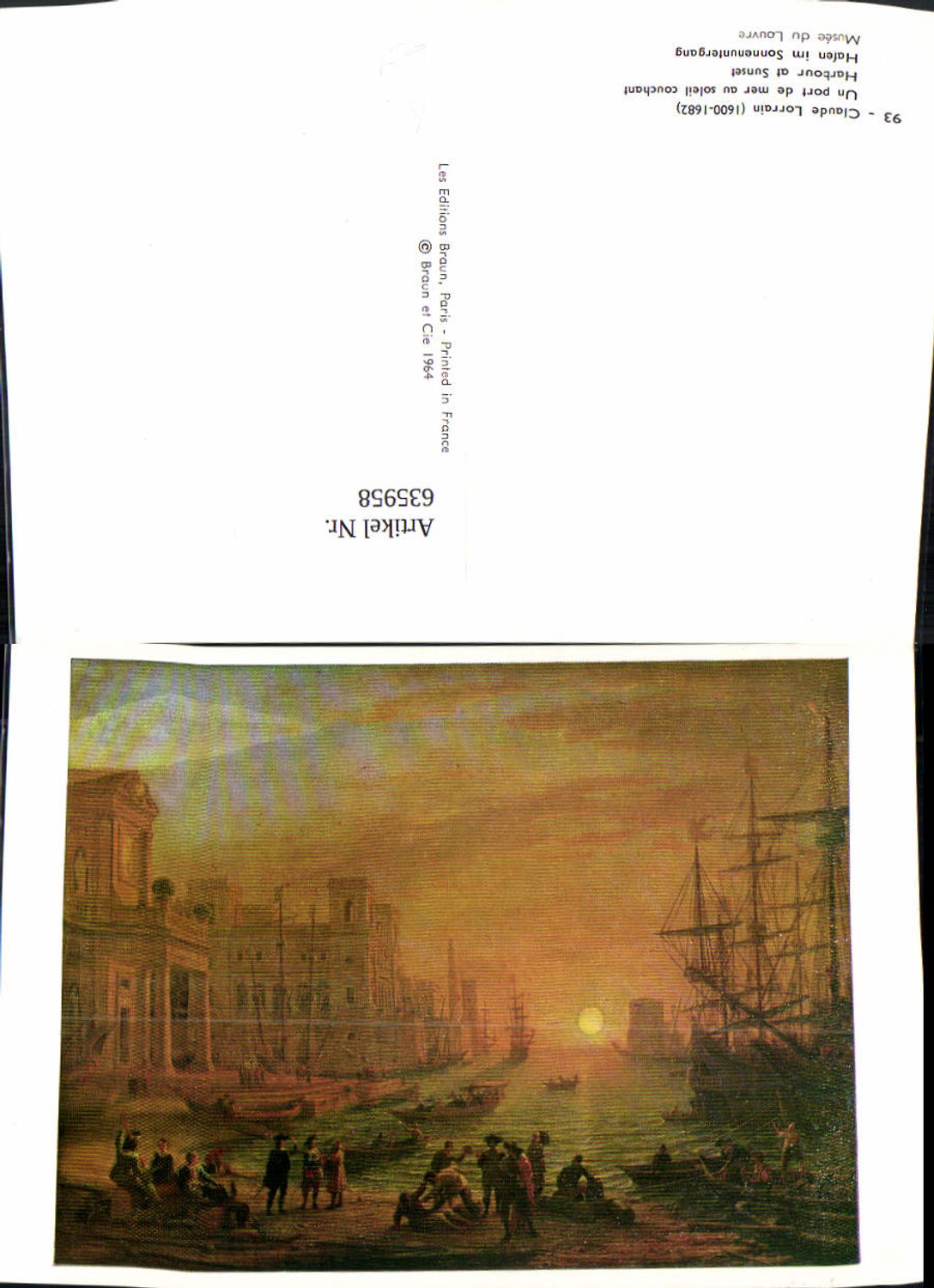 635958,Künstler Ak Claude Lorrain Hafen i. Sonnenuntergang Segelschiffe