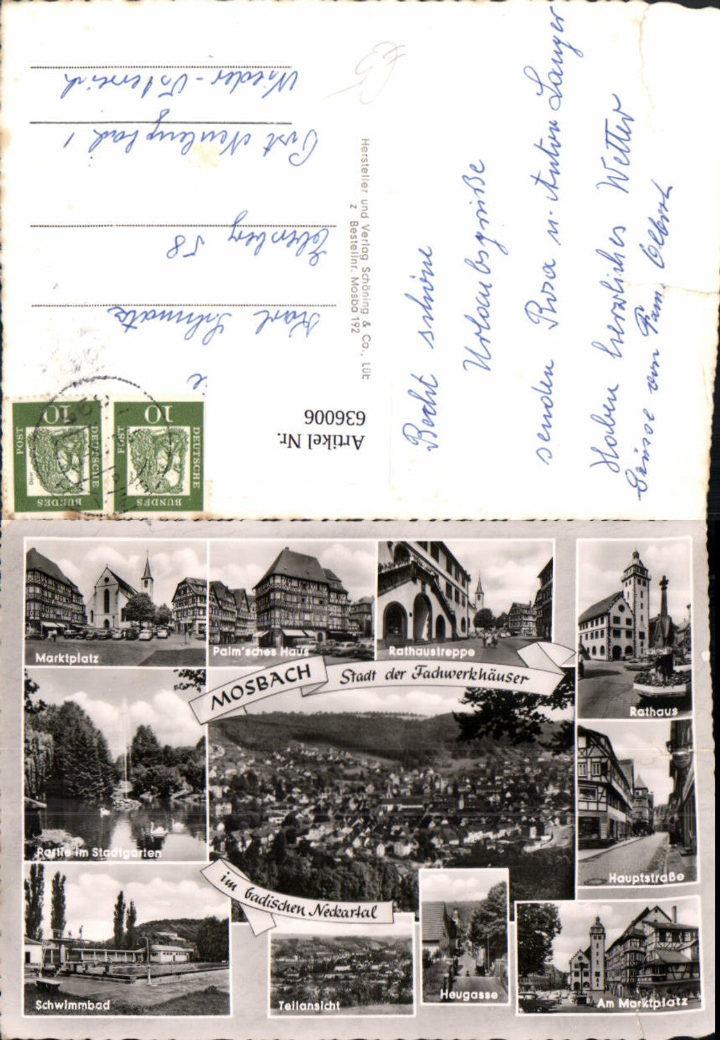 636006,Mehrbild Ak Mosbach Badisches Neckartal Marktplatz Rathaus