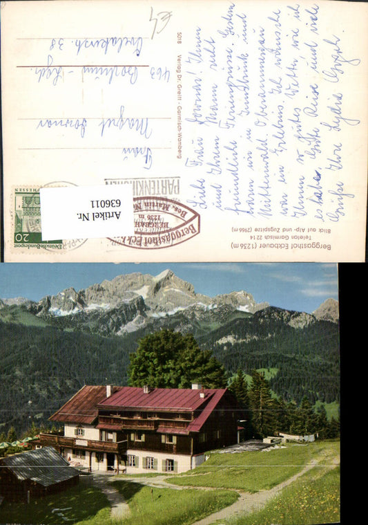 636011,Garmisch-Partenkirchen Berggasthof Eckbauer Blick auf Alp- u. Zugspitze