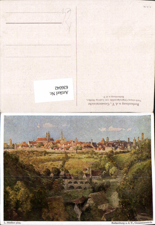 636042,Künstler Ak Ludwig Mößler Rothenburg ob der Tauber Gesamtansicht