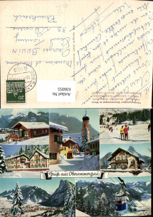 636055,Mehrbild Ak Passionsspieldorf Oberammergau i. Winter Seilbahn Gondel