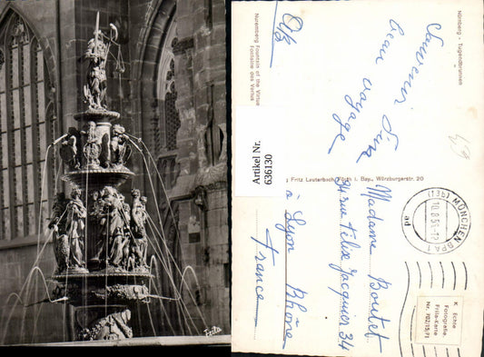 636130,Foto Ak Nürnberg Tugendbrunnen Brunnen