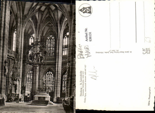 636131,Foto Ak Nürnberg St Lorenzkirche Kirche Gotischer Hallenchor