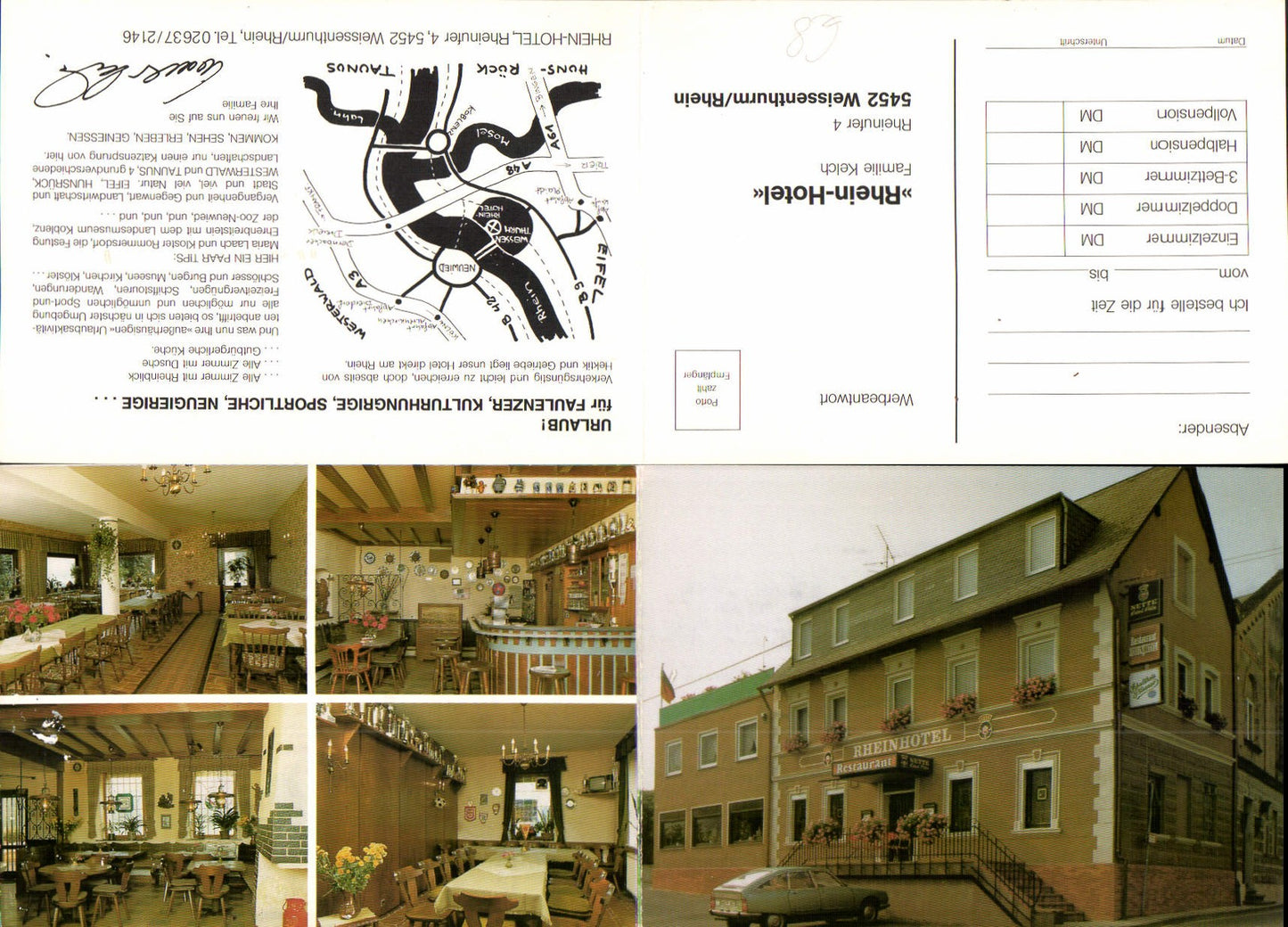 Klapp-AK Weissenthurm am Rhein Rhein Hotel Neuwied Koblenz Bier Schultheiss Reklame