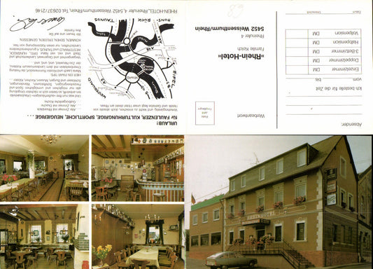 Klapp-AK Weissenthurm am Rhein Rhein Hotel Neuwied Koblenz Bier Schultheiss Reklame