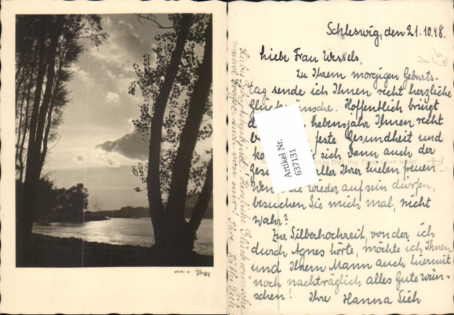 637131,Fotokunst Popp 6719-0 Schleswig 1948 Fluss Dampfer