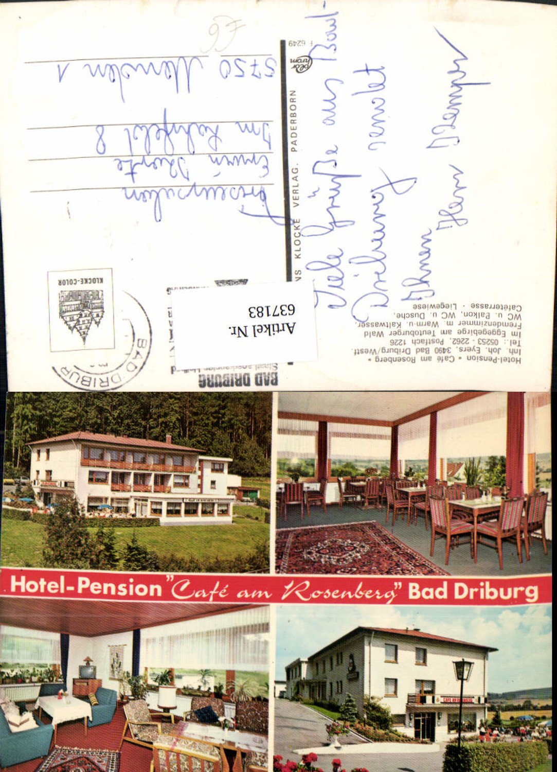 637183,Mehrbild Ak Bad Driburg Hotel Pension Cafe am Rosenberg