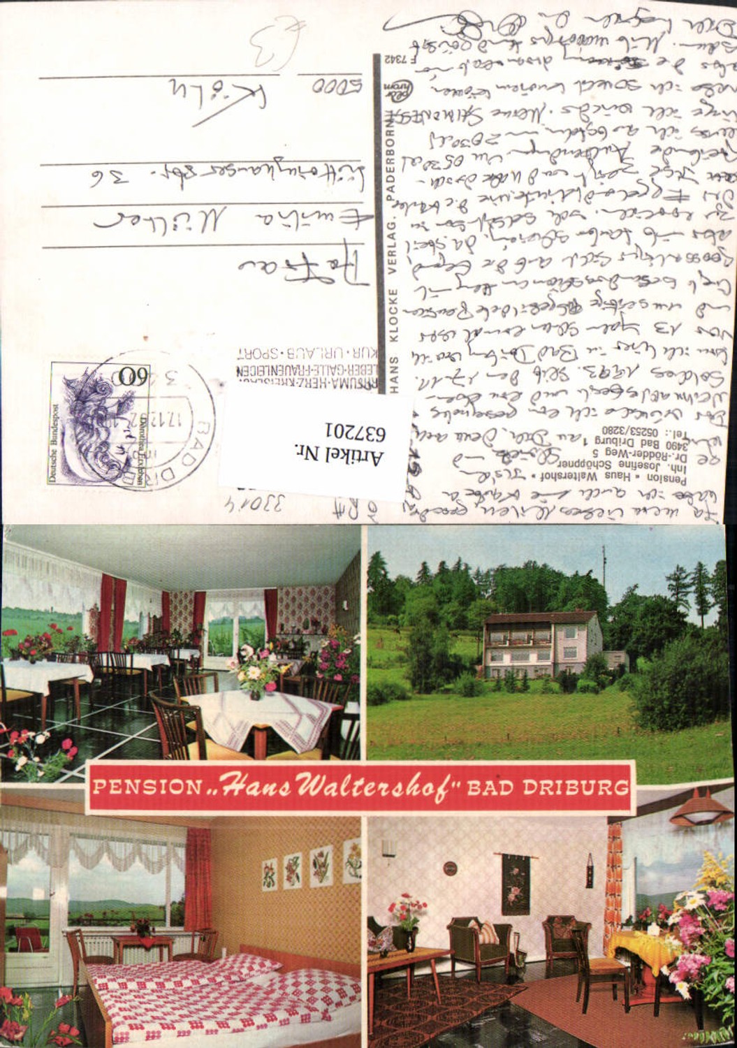 637201,Mehrbild Ak Bad Driburg Pension Haus Waltershof