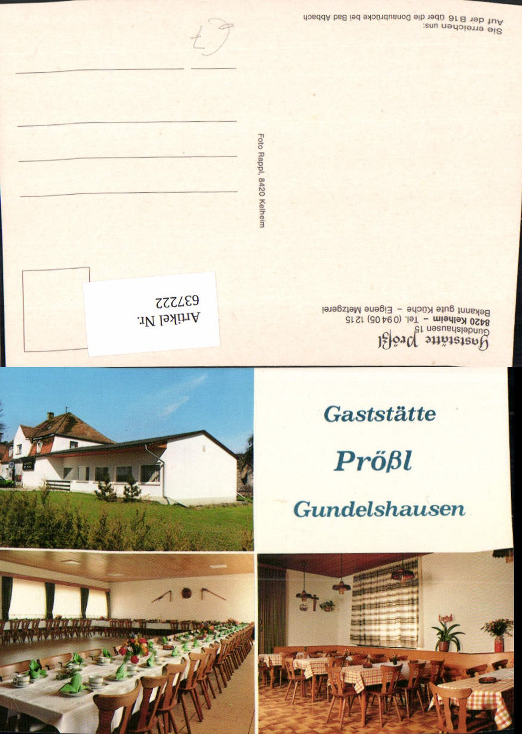 637222,Mehrbild Ak Kelheim Gaststätte Prößl Gundelshausen