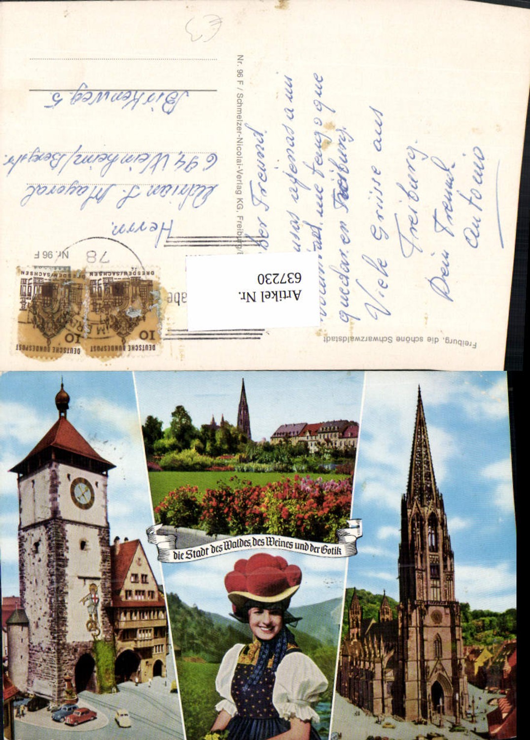 637230,Multi-image postcard Freiburg im Breisgau Black Forest traditional costume