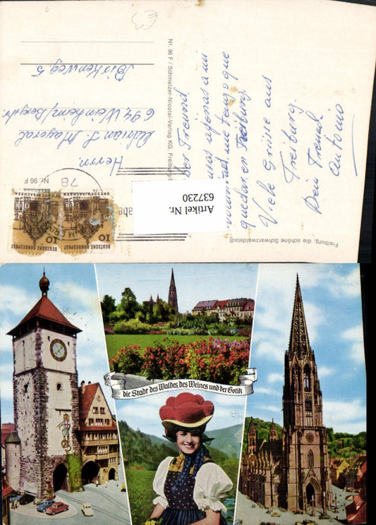 637230,Multi-image postcard Freiburg im Breisgau Black Forest traditional costume