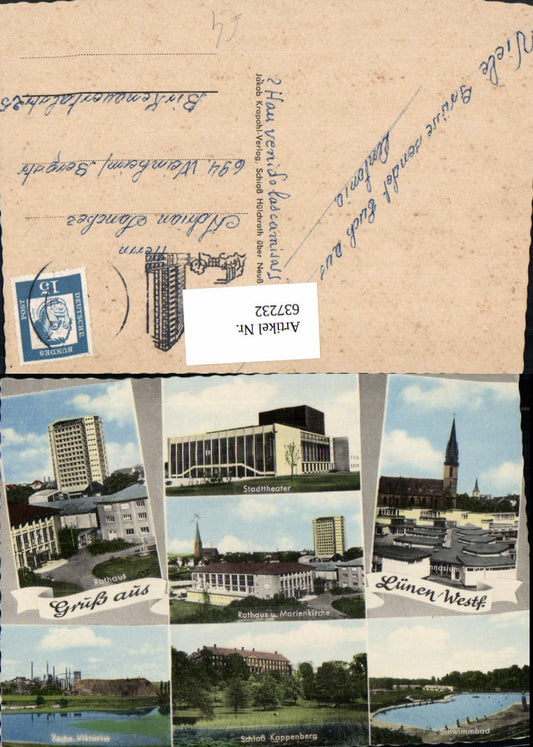 637232,Mehrbild Ak Lünen Westfalen Rathaus Stadttheater Schloss Kappenberg