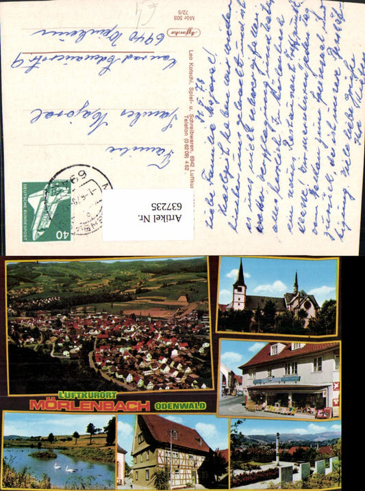 637235,Mehrbild Ak Mörlenbach Odenwald Kirche Denkmal Schwan Schwäne