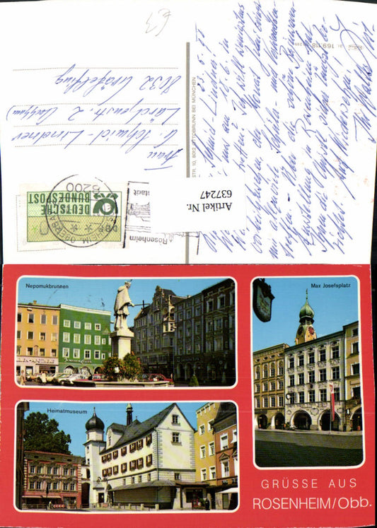 637247,Mehrbild Ak Rosenheim Nepomukbrunnen Max Josefsplatz Heimatmuseum