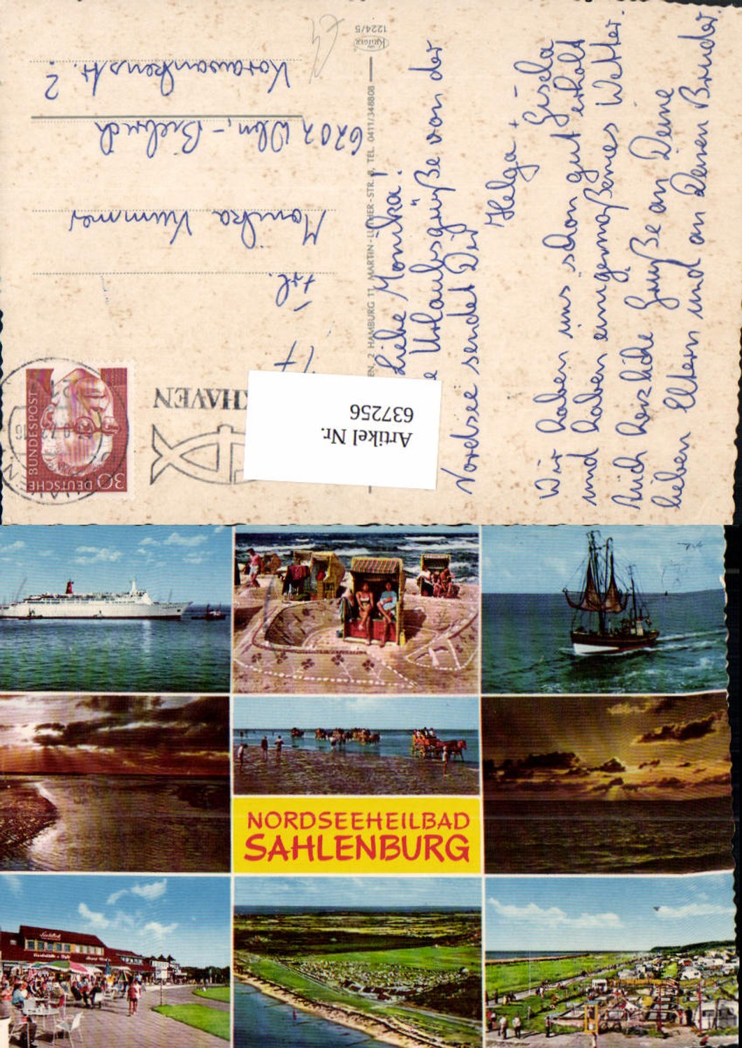 637256,Mehrbild Ak Nordseeheilbad Sahlenburg Cuxhaven Segelschiff Schiff Strandleben