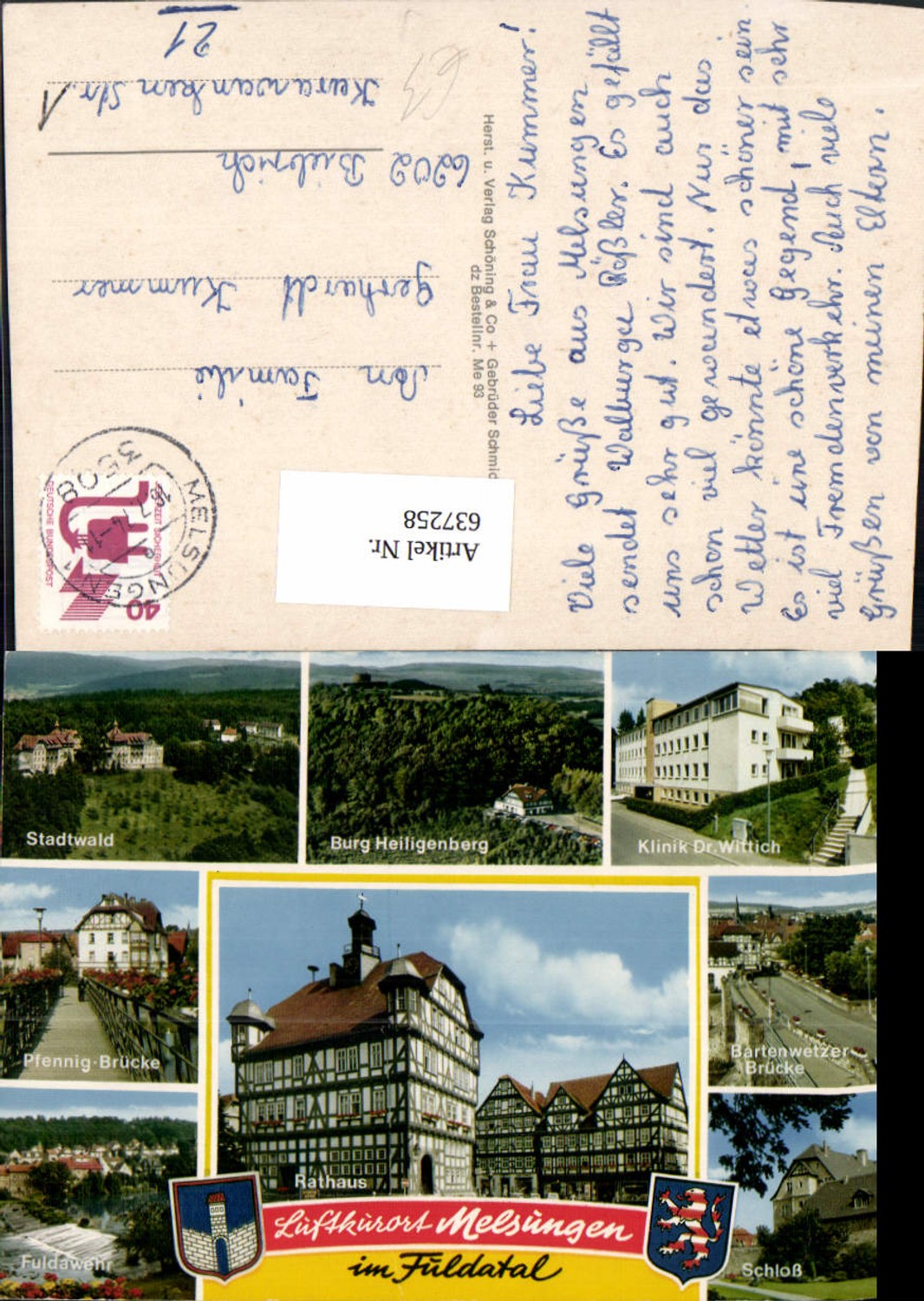 637258,Mehrbild Ak Melsungen i. Fuldatal Stadtwald Burg Heiligenberg Schloss