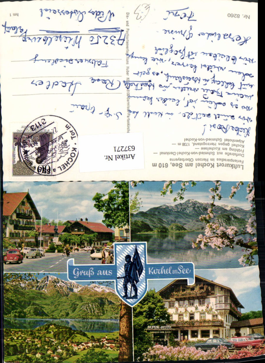 637271,Mehrbild Ak Kochel a. See Dorfstraße Kochel geg. Herzogstand VW Käfer